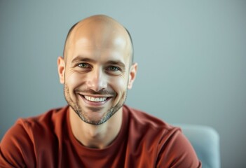 Obraz premium Portrait of a bald man with a warm smile