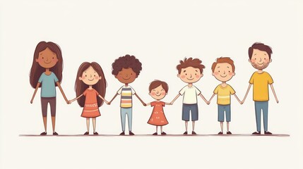 Fototapeta premium Diverse children holding hands