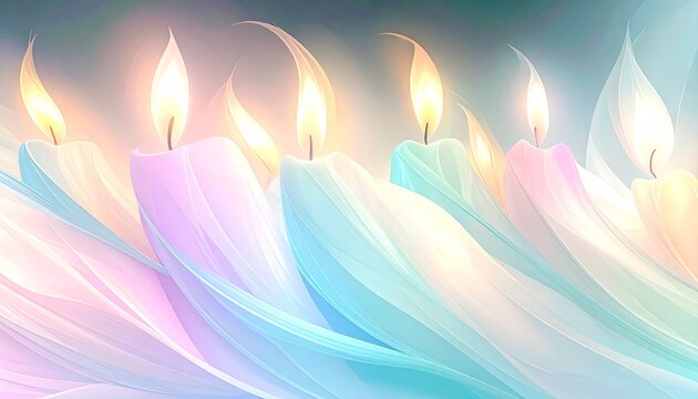 abstract beautiful painting of colorful candles with copy space background, graphic resource