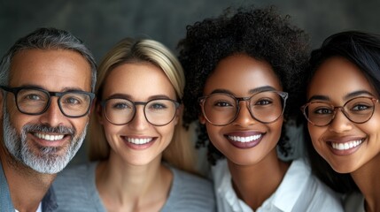 Fototapeta premium Diverse group smiling, wearing eyeglasses