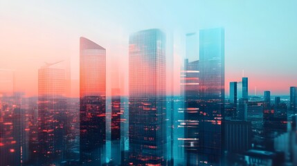 Fototapeta premium Futuristic Urban Landscape with Architect's Smart City Vision