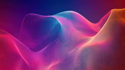 Fototapeta premium Colorful, abstract wavy lines creating a digital illustration with a gradient.