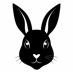 Rabbit head silhouette vector black on white background