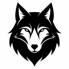 Wolf head silhouette vector black on white background 