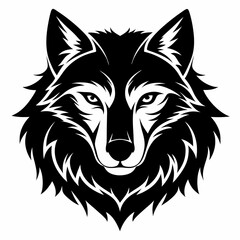 Fototapeta premium Wolf head silhouette vector black on white background 