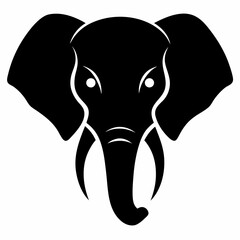 Elephant head silhouette vector black on white background
