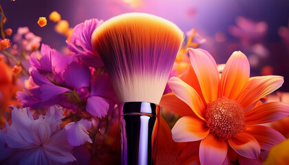 make up brush beauty abstract purple pink orange red close up floral