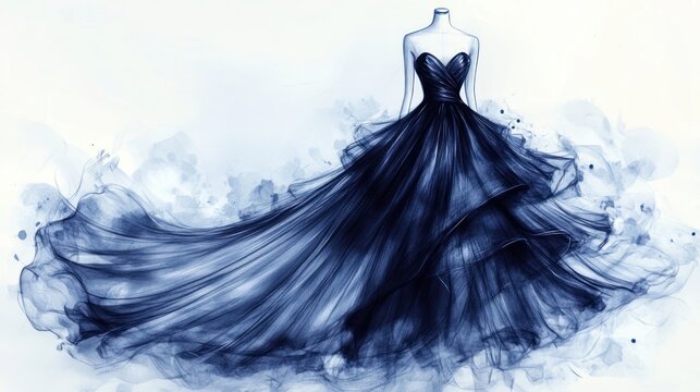 Elegant navy blue gown