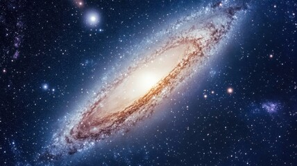Obraz premium Hyperdetailed wide-angle view of Andromeda Galaxy and shimmering night sky filled with stars