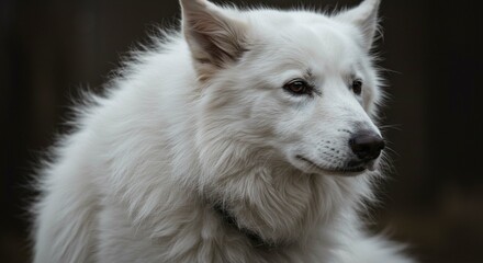 Majestic White Long Haired Dog Portrait Fluffy Fur Canine Beauty
