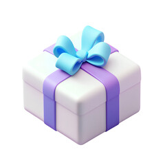 A gift box icon with a blue ribbon, transparent background 