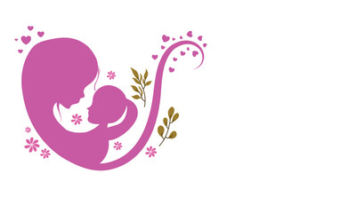 Happy Mothers Day Vector Background Illustration with Elegant Floral Design and Heart Shapes