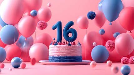 Festive 16th Birthday Cake