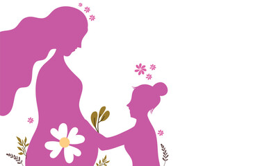 Happy Mothers Day Vector Background Illustration with Elegant Floral Design and Heart Shapes
