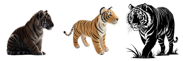 Fototapeta premium Set of A silhouetted Bengal Doll isolated isolated on a transparent background