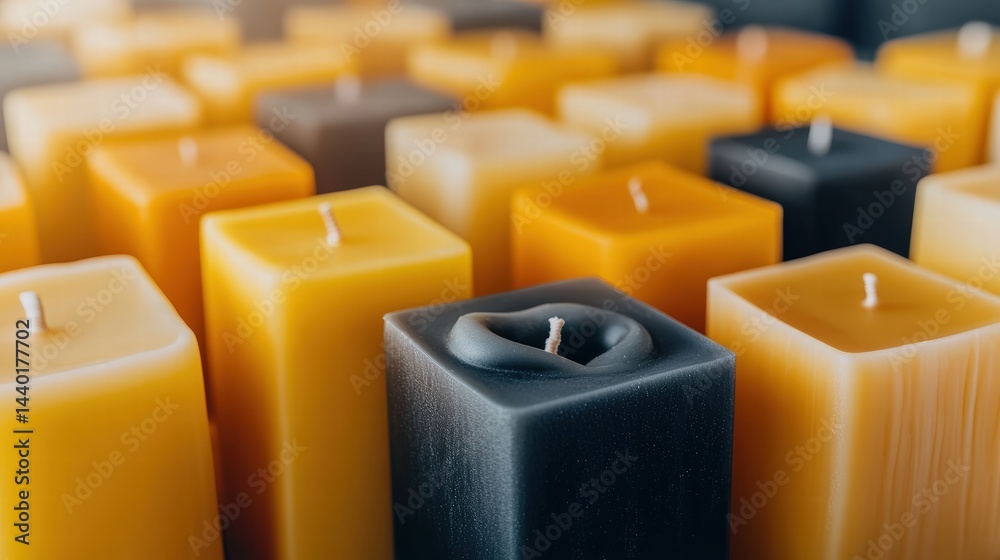 Poster a beautiful candle surrounded by an array of colorful candles creating a warm and inviting atmospher