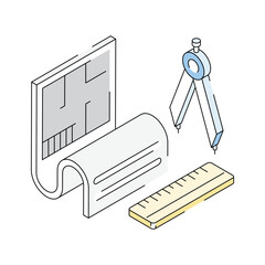 A handy isometric icon depicting drafting icon