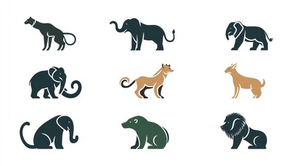 Obraz premium Various animals silhouette on white background. Illustration for education or decoration