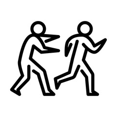chase a man outline icon.stickman  line art illustration.