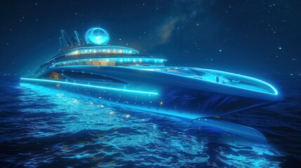 Obraz premium Luxury yacht night voyage