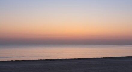 Calm Ocean at Dusk with Sky Changing Colors, Peaceful Seascape