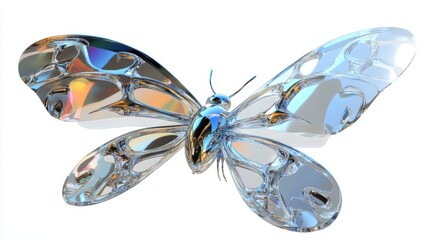 Fototapeta premium Abstract butterfly illustration with textured wings on white background