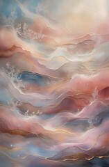 Obraz premium Ethereal Pastel Landscape with Flowing Lines and Dreamlike Atmosphere