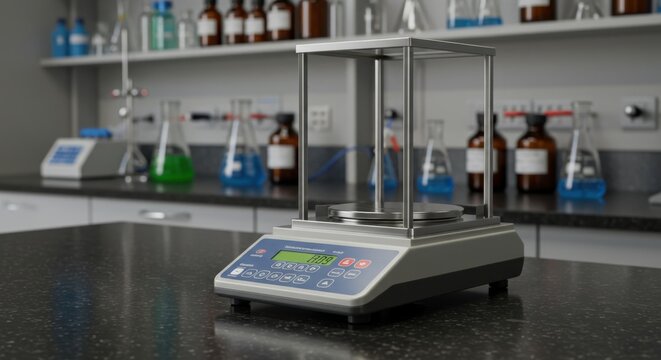 Precision Analytical Balance in Modern Laboratory Setting: High-Accuracy Weighing Equipment for Scientific Research and Analysis