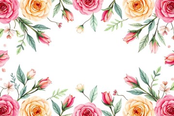 Delicate watercolor roses & leaves, repeating pattern , flower, plants, wedding