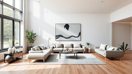 Modern Living Room Design with Striking Artwork Feature