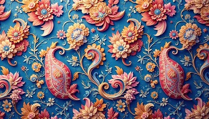 Subtle paisley motif, continuously repeating in a soft color palette , textile texture, soft