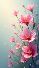 Obraz premium Subtle, ethereal floral forms in muted tones; flowing lines create a sense of movement, delicate, sketch