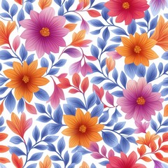 Cinco de mayo festival concept. Vibrant floral pattern with colorful flowers and leaves.