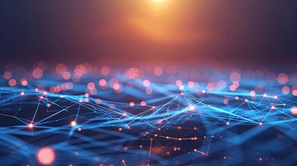 Abstract Colourful Wave Background, Data Transfer,3d rendering of particles in cyberspace with depth of field and bokeh