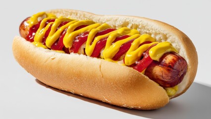 Grilled Sausage in a Soft Bun with Mustard