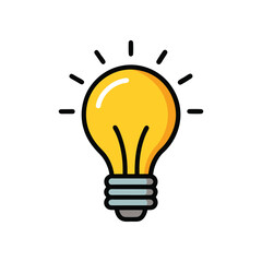 Minimalist Light Bulb Vector Illustration Design on White Background