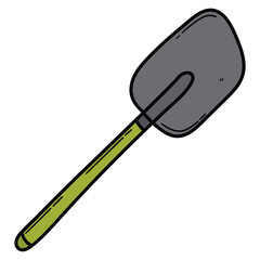 Hand drawn cartoon kitchen spatula on white background.