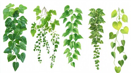 Lush Green Javanese Treebine Leaves Collection for Nature Backgrounds