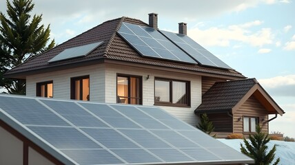 A house with solar panels on the roof