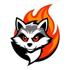 Fire Raccoon mascot logo vector