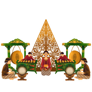 illustration of traditional Indonesian music performance