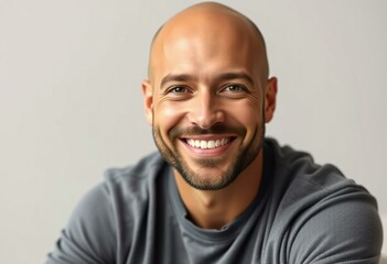 Portrait of a bald man with a warm and friendly expression