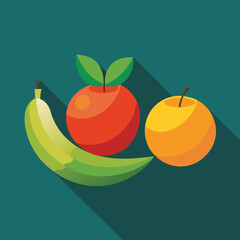 flat Vector icon of fresh, sweet apple and juicy orange fruit with a green leaf, a healthy food icon in natural design