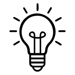 Simple Lightbulb Vector Line Art on Transparent Background