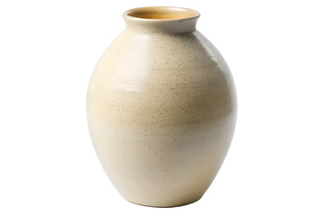 Close up of a ceramic vase with a round shape on a backdrop isolated on transparent background