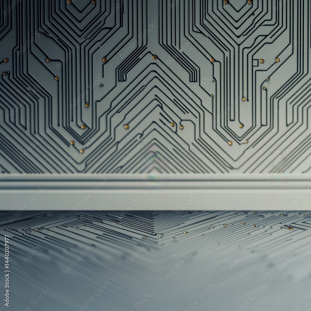 Poster circuit board featuring a clock component highlighting the intersection of time and technology