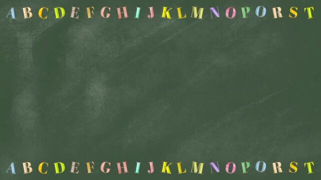 Hand drawn alphabets border on blackboard