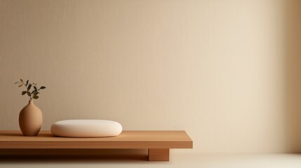 Therapist office Concept. Minimalist interior with vase and smooth surface decor.