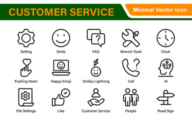 Support and customer service outline style modern icons set. Customer Feedback, Response, experience, helpline and technical support icon illustration