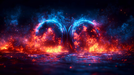 burning fire in the forest